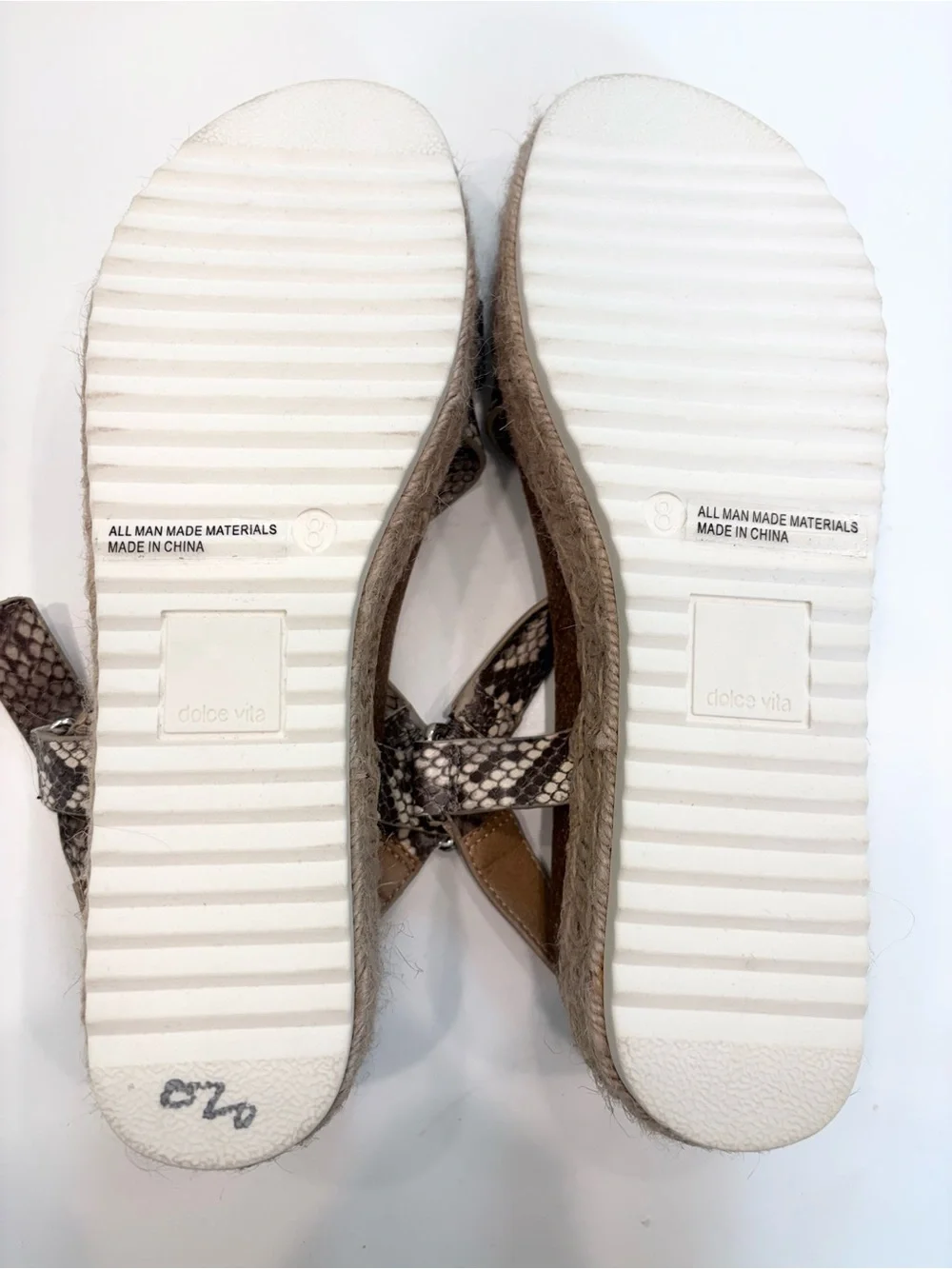 DV by Dolce Vita Snake-Print Espadrille Platform Sandals in Brown and Gray